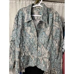 J Bee Womens Shirt Jacket  Embroidered Long Sleeve Button Up  XL